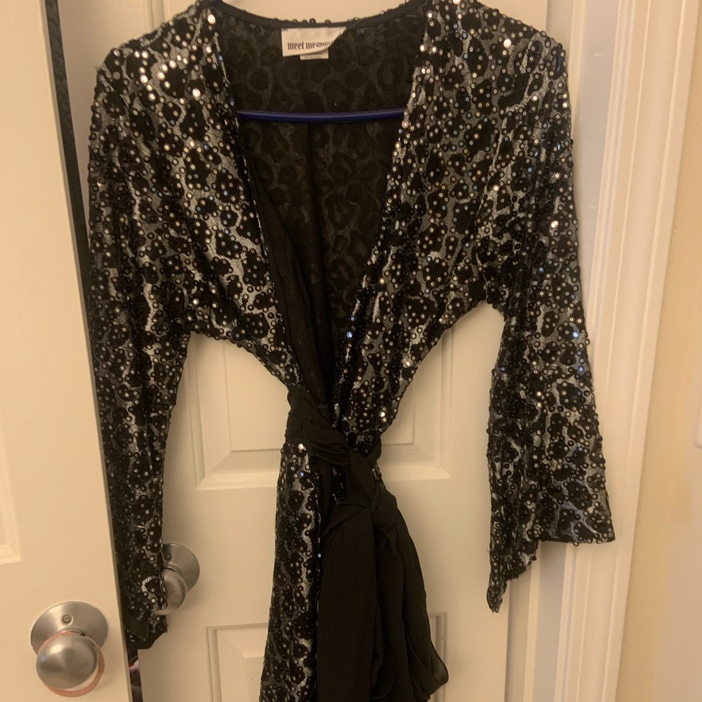 Made in Miami - OS Black Sequin Cover Up